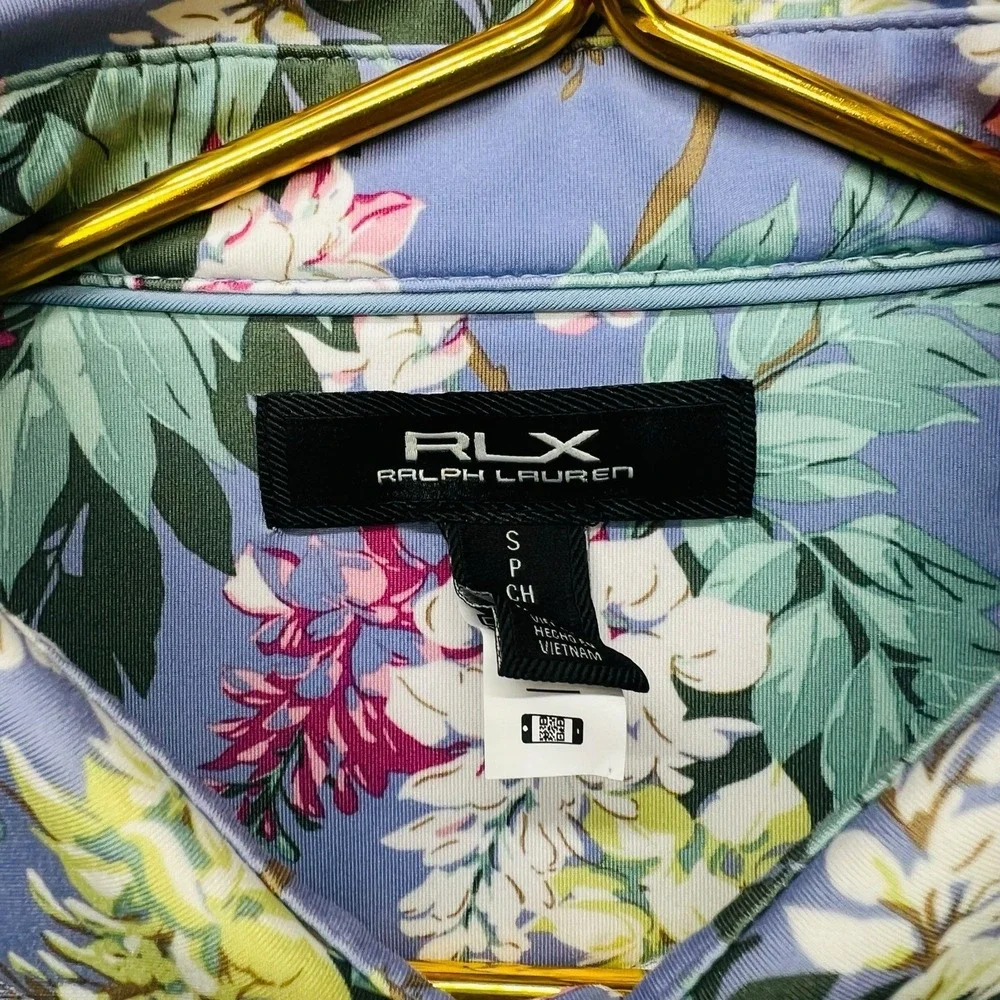 Ralph Lauren RLX Golf Polo Shirt Floral Hawaiian Mens S Blue